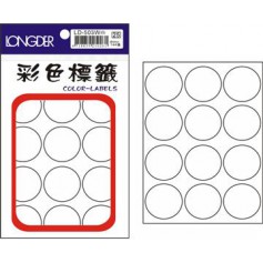 龍德 LD-503W(白) 彩色標籤 白銅版材質 白色 30mm 12格 144張/包