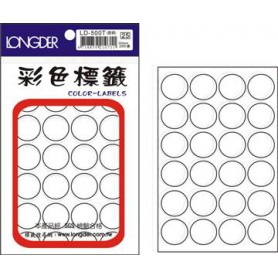 龍德 LD-500T(透明) 彩色標籤 透明PET材質 透明 20mm 24格 288張/包
