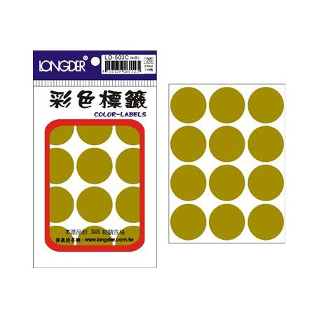 龍德 LD-503C(牛皮) 彩色標籤 色模造材質 牛皮 30mm 12格 144張/包