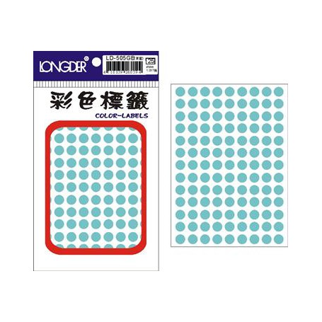 龍德 LD-505GB(草藍) 彩色標籤 銅版紙染色 草藍 8mm 117格 1287張/包