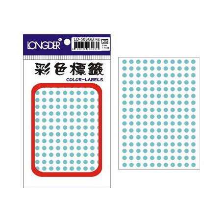 龍德 LD-506GB(草藍) 彩色標籤 銅版紙染色 草藍 5mm 176格 1760張/包