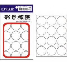 龍德 LD-503T(透明) 彩色標籤 透明PET材質 透明 30mm 12格 144張/包