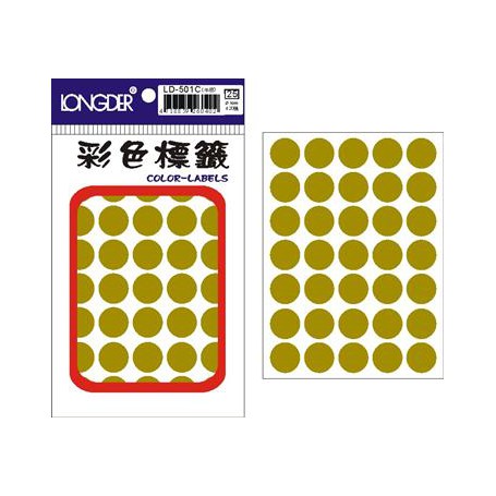 龍德 LD-501C(牛皮) 彩色標籤 色模造材質 牛皮 16mm 35格 420張/包