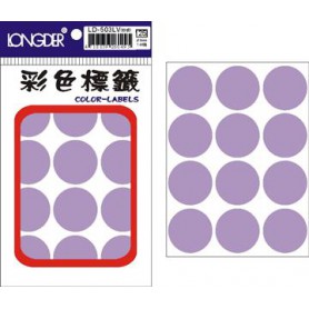 龍德 LD-503LV(粉紫) 彩色標籤 銅版紙染色 粉紫 30mm 12格 144張/包