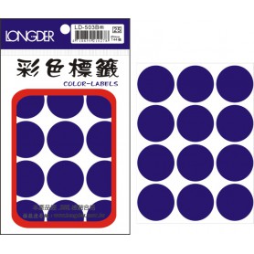 龍德 LD-503B(藍) 彩色標籤 銅版紙染色 藍色 30mm 12格 144張/包