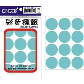 龍德 LD-503GB(草藍) 彩色標籤 銅版紙染色 草藍 30mm 12格 144張/包