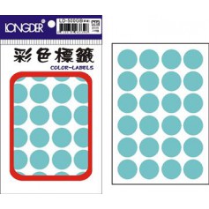 龍德 LD-500GB(草藍) 彩色標籤 銅版紙染色 草藍 20mm 24格 288張/包