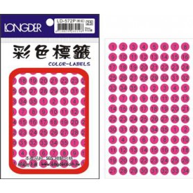 龍德 LD-572P(螢光粉紅) 彩色標籤 銅版紙染色 螢光粉紅色 9mm 104格 832張/包