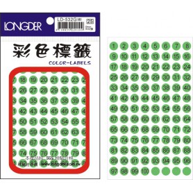 龍德 LD-532G(螢光綠) 彩色標籤 螢光紙材質 黑色 9mm 104格 832張/包