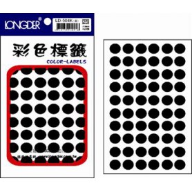 龍德 LD-504K(黑) 彩色標籤 銅版紙染色 黑色 12mm 60格 660張/包