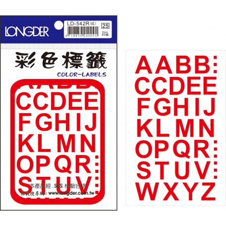龍德 LD-542R(紅) 彩色標籤 PVC材質 紅色 16x15mm 35格 99張/包