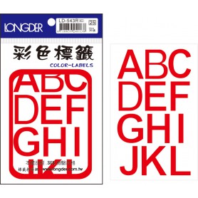 龍德 LD-543R(紅) 彩色標籤 PVC材質 紅色 30x25mm 12格 36張/包