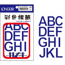 龍德 LD-543B(藍) 彩色標籤 PVC材質 藍色 30x25mm 12格 36張/包