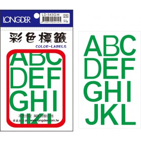 龍德 LD-543G(綠) 彩色標籤 PVC材質 綠色 30x25mm 12格 36張/包