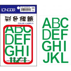 龍德 LD-543G(綠) 彩色標籤 PVC材質 綠色 30x25mm 12格 36張/包