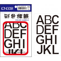龍德 LD-543K( 彩色標籤 PVC材質 黑色 30x25mm 12格 36張/包