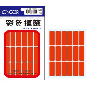 龍德 LD-561R(紅) 彩色標籤 模造紙染色 紅色 34x12mm 18格 180張/包