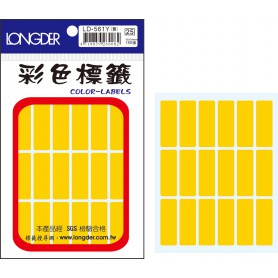 龍德 LD-561Y(黃) 彩色標籤 模造紙染色 黃色 34x12mm 18格 180張/包