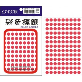 龍德 LD-534R(螢光紅) 彩色標籤 螢光紙材質 螢光紅色 8mm 117格 936張/包
