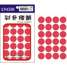 龍德 LD-537R(螢光紅) 彩色標籤 螢光紙材質 螢光紅色 20mm 24格 192張/包