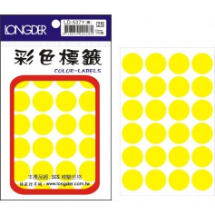 龍德 LD-537Y(螢光黃) 彩色標籤 螢光紙材質 螢光黃色 20mm 24格 192張/包