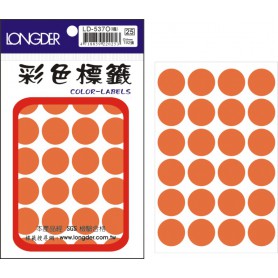 龍德 LD-537O(螢光橘) 彩色標籤 螢光紙材質 螢光橘色 20mm 24格 192張/包
