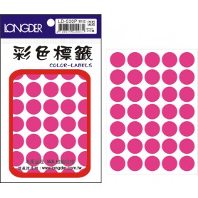 龍德 LD-530P(螢光粉紅) 彩色標籤 螢光紙材質 螢光粉紅色 16mm 35格 315張/包