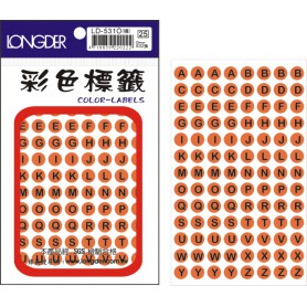 龍德 LD-531O(螢光橘) 彩色標籤 螢光紙材質 黑色 9mm 104格 832張/包