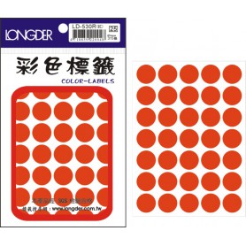 龍德 LD-530R(螢光紅) 彩色標籤 螢光紙材質 螢光紅色 16mm 35格 315張/包