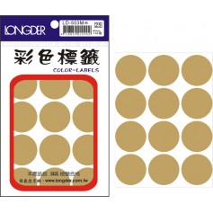 龍德 LD-503M(金) 彩色標籤 金箔紙 金色 30mm 12格 144張/包