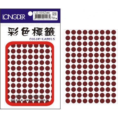 龍德 LD-505Z(咖啡) 彩色標籤 銅版紙染色 咖啡色 8mm 117格 1287張/包