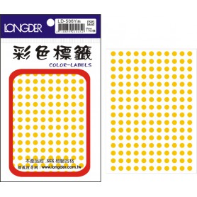 龍德 LD-506Y(黃) 彩色標籤 銅版紙染色 黃色 5mm 176格 1760張/包