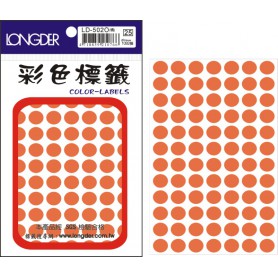 龍德 LD-502O(橙) 彩色標籤 銅版紙染色 橙色 10mm 84格 1092張/包