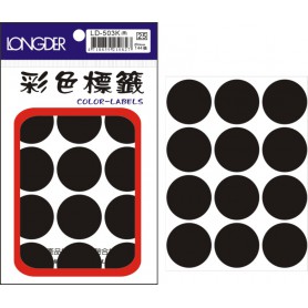 龍德 LD-503K(黑) 彩色標籤 銅版紙染色 黑色 30mm 12格 144張/包