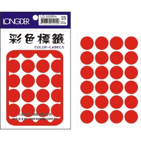 龍德 LD-500R(紅) 彩色標籤 銅版紙染色 紅色 20mm 24格 288張/包