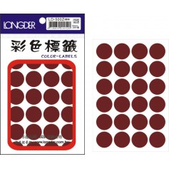 龍德 LD-500Z(咖棑色) 彩色標籤 銅版紙染色 咖啡色 20mm 24格 288張/包