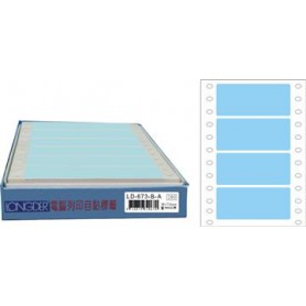 龍德 LD-673-B-A(藍)36X70MM 電腦連續標籤 色模造材質 藍色 36x70mm 4格 600張/盒