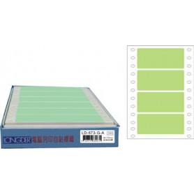 龍德 LD-673-G-A(綠)36X70MM 電腦連續標籤 色模造材質 綠色 36x70mm 4格 600張/盒