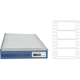 龍德 LD-673-W-A(白)36X70MM 電腦連續標籤 白模造材質 白色 36x70mm 4格 600張/盒