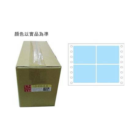 龍德 LD-659-B-B(藍)46X76MM 電腦連續標籤 色模造材質 藍色 46x76mm 4格 12000張/箱
