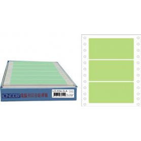 龍德 LD-634-G-A(綠)48X130MM 電腦連續標籤 色模造材質 綠色 48x130mm 3格 450張/盒