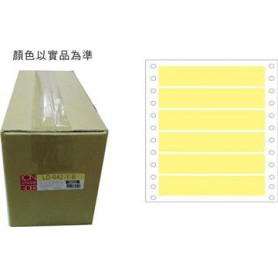 龍德 LD-642-Y-B(黃)24X140MM 電腦連續標籤 色模造材質 黃色 24x140mm 6格 12000張/箱