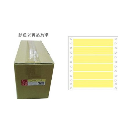 龍德 LD-642-Y-B(黃)24X140MM 電腦連續標籤 色模造材質 黃色 24x140mm 6格 12000張/箱