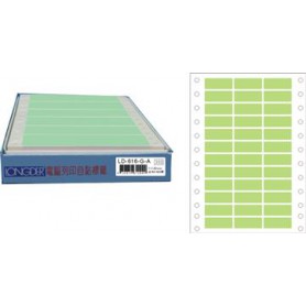 龍德 LD-616-G-A(綠)11X30MM 電腦連續標籤 色模造材質 綠色 11x30mm 36格 5400張/盒
