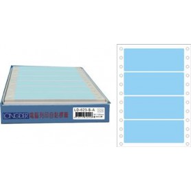 龍德 LD-623-B-A(藍)36X120MM 電腦連續標籤 色模造材質 藍色 36x120mm 4格 600張/盒