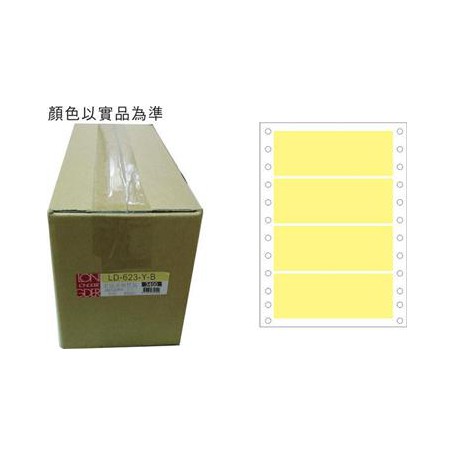 龍德 LD-623-Y-B(黃)36X120MM 電腦連續標籤 色模造材質 黃色 36x120mm 4格 8000張/箱