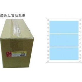 龍德 LD-611-B-B(藍)48X110MM 電腦連續標籤 色模造材質 藍色 48x110mm 3格 6000張/箱