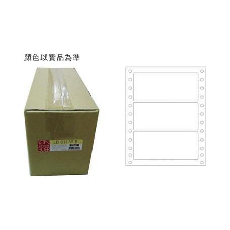 龍德 LD-611-W-B(白)48X110MM 電腦連續標籤 白模造材質 白色 48x110mm 3格 6000張/箱