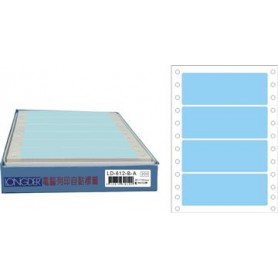 龍德 LD-612-B-A(藍)36x110mm 電腦連續標籤 色模造材質 藍色 36x110mm 4格 600張/盒