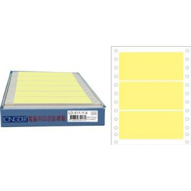 龍德 LD-611-Y-A(黃)48X110MM 電腦連續標籤 色模造材質 淺黃色 48x110mm 3格 450張/盒